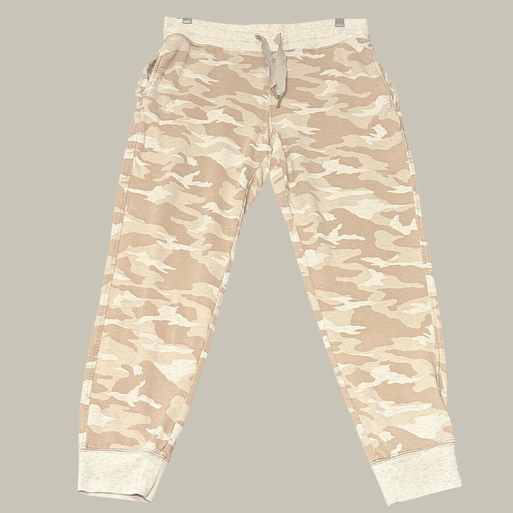 Athleta Balance Printed Jogger Camo Tan Cream Sweatpants Size M Medium